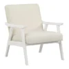 Tommy Linen Armchair With Antique White Finish Frame