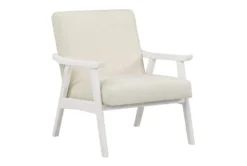 Tommy Linen Armchair With Antique White Finish Frame