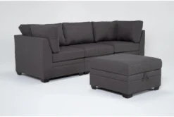 Solimar Graphite 4 Piece Modular Sofa & Storage Ottoman -Living Room Furniture Shop 316334 grey fabric living room set side 19