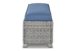 Peninsula Grey Outdoor Bench With Blue Cushion 7 Peninsula Grey Outdoor Bench With Blue Cushion -Living Room Furniture Shop 317015 side 14