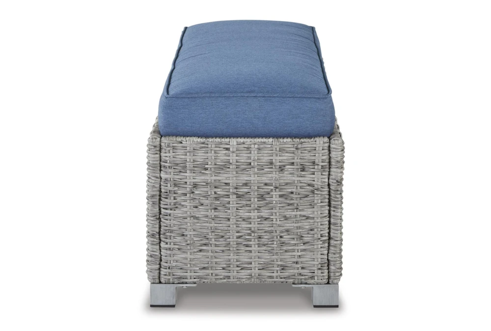 Peninsula Grey Outdoor Bench With Blue Cushion 3 Peninsula Grey Outdoor Bench With Blue Cushion - Image 3