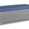 Peninsula Grey Outdoor Bench With Blue Cushion