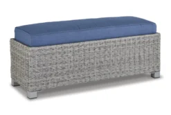 Peninsula Grey Outdoor Bench With Blue Cushion