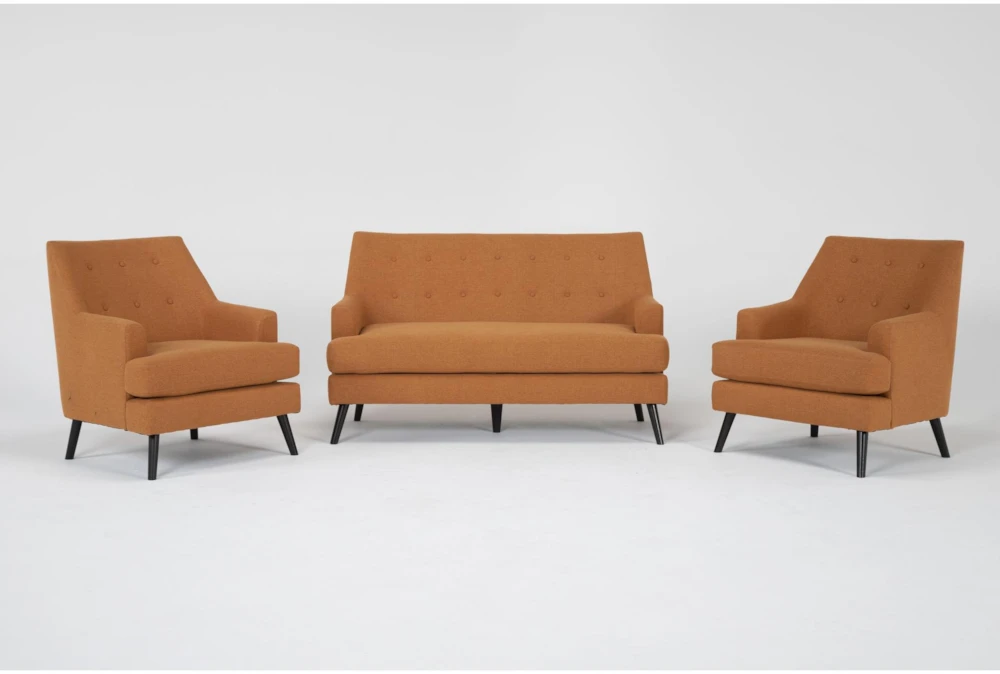 Celestino Copper Settee With 2 Accent Chairs 1 Celestino Copper Settee With 2 Accent Chairs