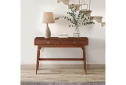 Leslie Mid-Century Console Table With Drawers -Living Room Furniture Shop 317529 brown wood sofa table room 85