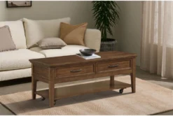 Leanor Storage Coffee Table With Wheels -Living Room Furniture Shop 317551 brown wood coffee table room 85