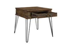 Pino End Table With Drawer And Hairpin Legs -Living Room Furniture Shop 317557 brown wood end table detail 44