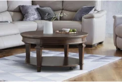 Ross Round Coffee Table With Wheels -Living Room Furniture Shop 317559 brown wood coffee table room 85