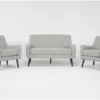 Kaycee Mist Settee With 2 Accent Chairs