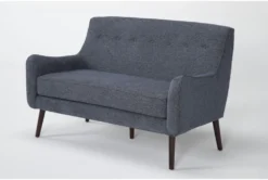 Kaycee Denim Settee -Living Room Furniture Shop 318127 blue fabric settee side 19