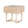 White Wash Accent Table With Cane
