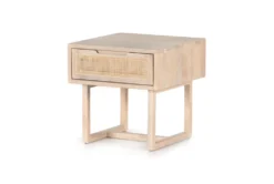 White Wash Accent Table With Cane
