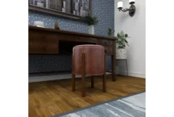 Brown Leather & Teak Wood Stool -Living Room Furniture Shop 320248 brown wood accent table room 91