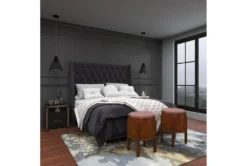 Brown Leather & Teak Wood Stool -Living Room Furniture Shop 320248 brown wood accent table room 93