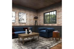 Brown Leather & Teak Wood Stool -Living Room Furniture Shop 320248 brown wood accent table room 94