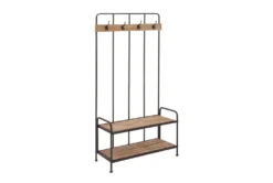 38X73 Light Brown Wood & Metal Coat Rack Hall Tree -Living Room Furniture Shop 320254 brown metal bench material 76