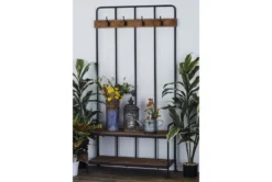 38X73 Light Brown Wood & Metal Coat Rack Hall Tree -Living Room Furniture Shop 320254 brown metal bench room 85