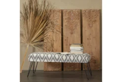 48" Bohemian Gray Metal Bench -Living Room Furniture Shop 320255 grey metal bench room 85