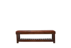 61" Rustic Brown Leather Bench 8 61" Rustic Brown Leather Bench -Living Room Furniture Shop 320328 brown leather bench back 82