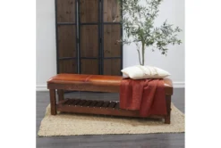 61" Rustic Brown Leather Bench 9 61" Rustic Brown Leather Bench -Living Room Furniture Shop 320328 brown leather bench room 85