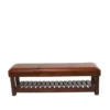 61" Rustic Brown Leather Bench