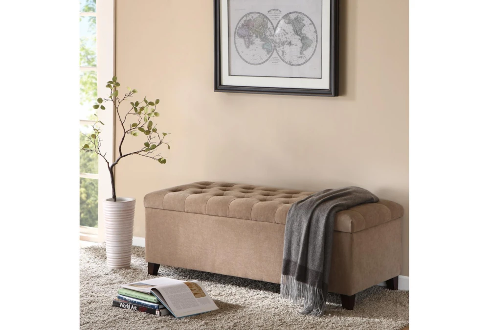 Maia 49" Sand Tufted Soft Close Storage Bench 5 Maia 49" Sand Tufted Soft Close Storage Bench - Image 5