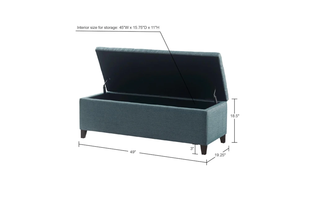 Maia 49" Blue Tufted Soft Close Storage Bench 2 Maia 49" Blue Tufted Soft Close Storage Bench - Image 2