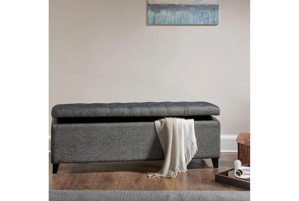 Maia 49"Charcoal Tufted Soft Close Storage Bench 6 Maia 49"Charcoal Tufted Soft Close Storage Bench - Image 6