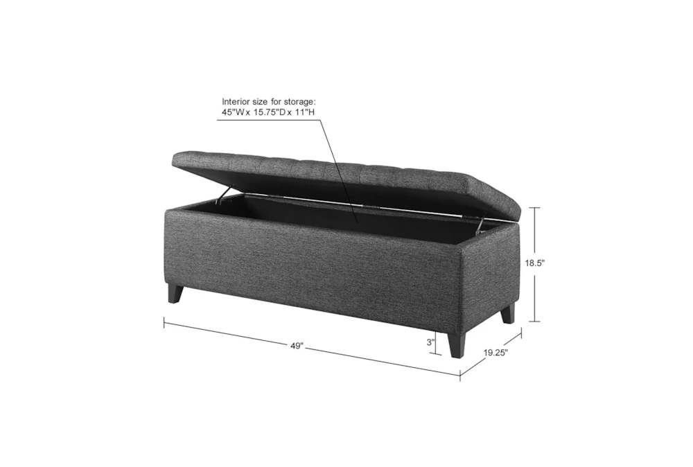 Maia 49"Charcoal Tufted Soft Close Storage Bench 4 Maia 49"Charcoal Tufted Soft Close Storage Bench - Image 4
