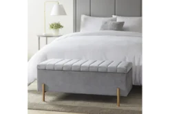 42" Gray Upholstered Soft Close Storage Bench With Gold Metal Legs -Living Room Furniture Shop 320534 room 85
