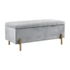 42" Gray Upholstered Soft Close Storage Bench With Gold Metal Legs