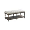 44" Ivory Tufted Accent Bench With Shelf