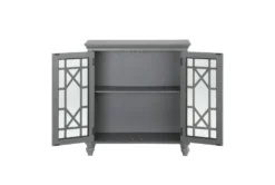 34" Antique Grey Wood Accent Cabinet With Glass + Wood Doors -Living Room Furniture Shop 320638 grey wood chest detail 44