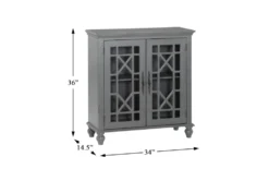 34" Antique Grey Wood Accent Cabinet With Glass + Wood Doors -Living Room Furniture Shop 320638 grey wood chest detail 46