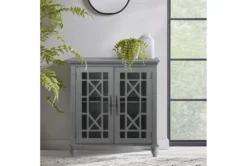 34" Antique Grey Wood Accent Cabinet With Glass + Wood Doors -Living Room Furniture Shop 320638 grey wood chest room 85