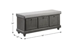 44" Distressed Grey Wood + Fabric Storage Bench 9 44" Distressed Grey Wood + Fabric Storage Bench -Living Room Furniture Shop 320659 grey wood bench detail 45