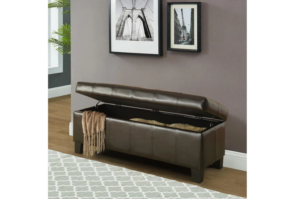 43" Espresso Faux Leather Lift-Top Storage Bench 3 43" Espresso Faux Leather Lift-Top Storage Bench - Image 3