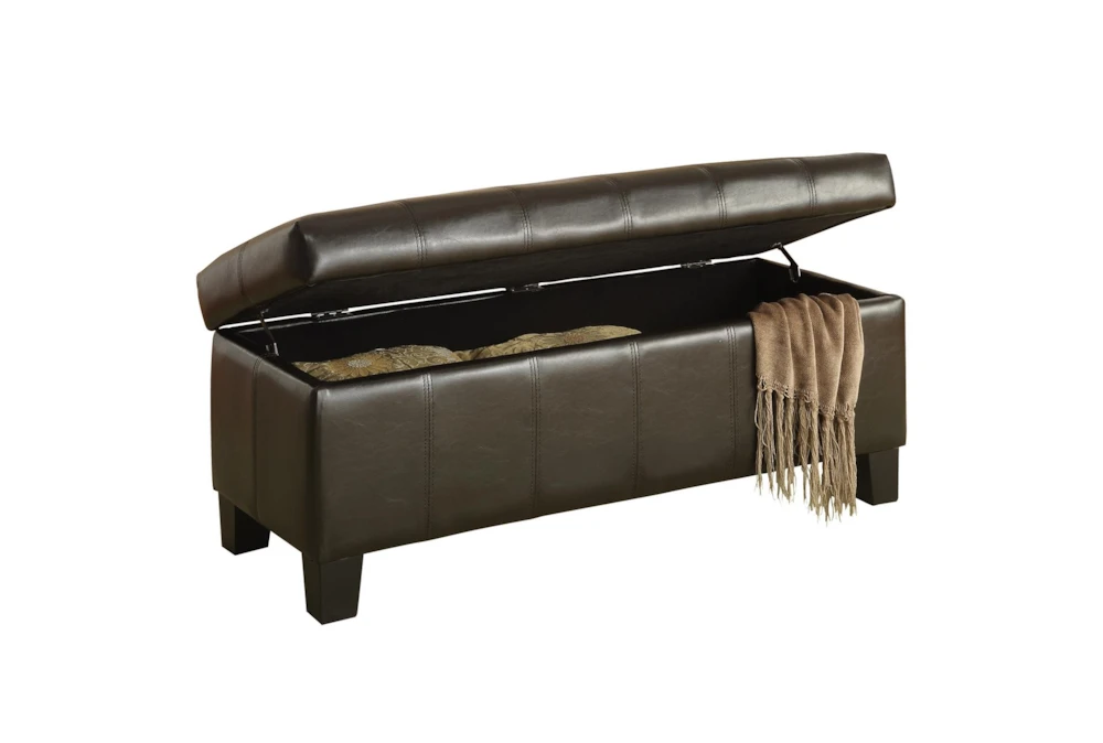 43" Espresso Faux Leather Lift-Top Storage Bench 1 43" Espresso Faux Leather Lift-Top Storage Bench