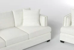 Kiara II Queen Sleeper/Loveseat/Chair/Ottoman Set -Living Room Furniture Shop 321057 white fabric living room set detail 44