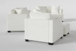 Kiara II Queen Sleeper/Loveseat/Chair/Ottoman Set -Living Room Furniture Shop 321057 white fabric living room set side 19