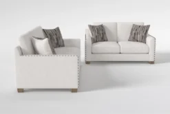Modena 87" Queen Sleeper/Loveseat Set -Living Room Furniture Shop 321068 natural fabric sofa and loveseat set side 19