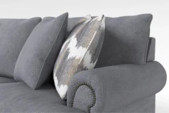 Stanley Chenille 99" Queen Sleeper/Loveseat Set -Living Room Furniture Shop 321083 blue fabric sofa and loveseat set detail 45