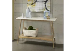 Zena Off-White/Natural Console Table With Storage -Living Room Furniture Shop 321581 natural wood sofa table room 85