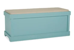 42" Teal Engineered Wood + Fabric Seating Storage Bench With Two Woven Baskets -Living Room Furniture Shop 321967 back 82