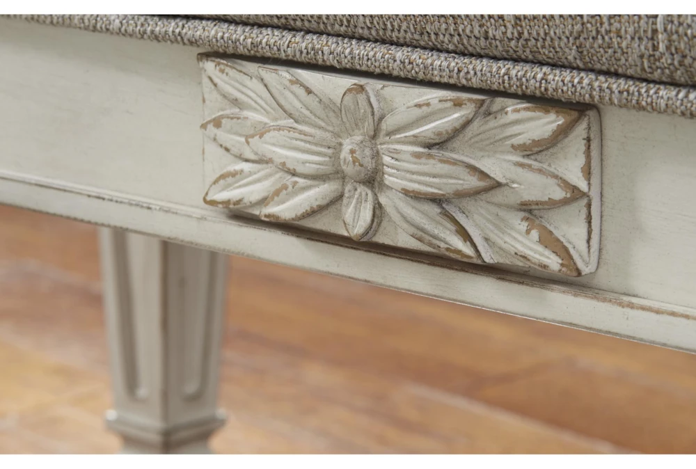 46" Antique White Wood + Fabric Seating Accent Bench 4 46" Antique White Wood + Fabric Seating Accent Bench - Image 4