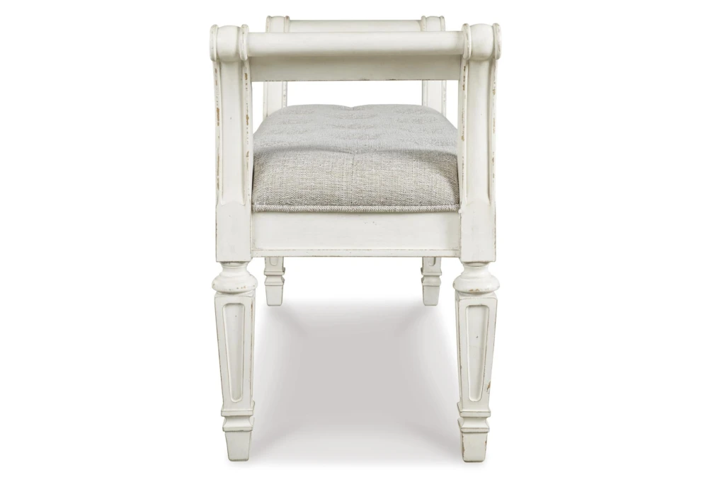 46" Antique White Wood + Fabric Seating Accent Bench 2 46" Antique White Wood + Fabric Seating Accent Bench - Image 2