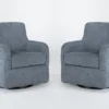 Katrina Blue Swivel Glider Chairs, Set Of 2