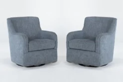 Katrina Blue Swivel Glider Chairs, Set Of 2