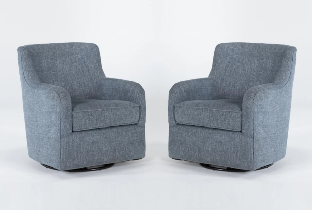 Katrina Blue Swivel Glider Chairs, Set Of 2 1 Katrina Blue Swivel Glider Chairs, Set Of 2