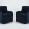 Katrina Velvet Blue Swivel Glider Chairs, Set Of 2
